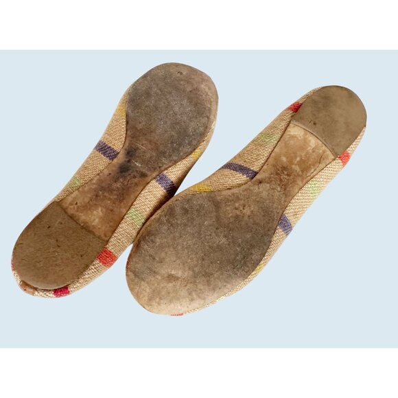 TORY BURCH Reva Raffia Woven Plaid Ballet Flats Size 7.5 - Picture 8 of 8